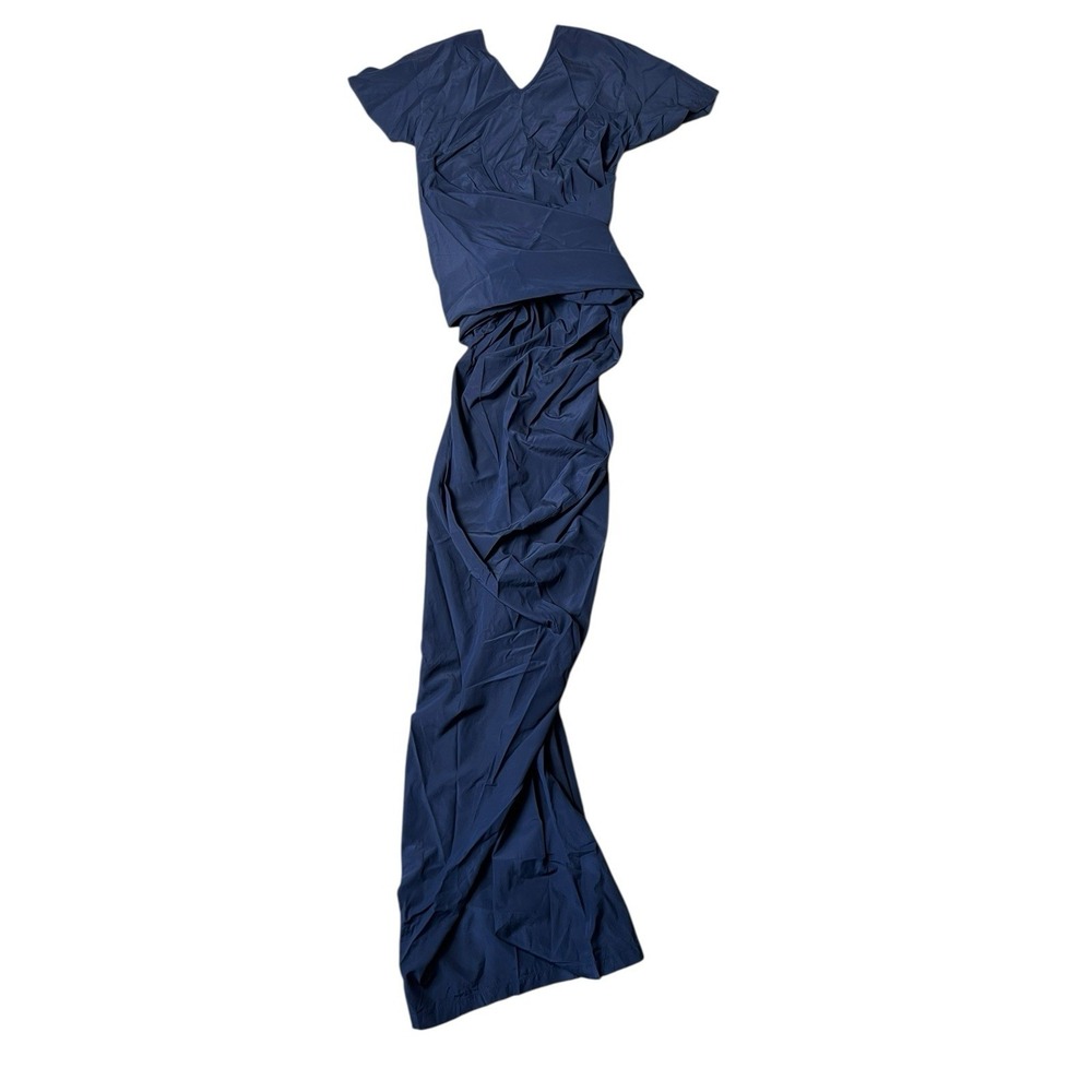 Proenza Schouler Sidney Dress Silk Blend Maxi Blue Size 2 $1390 *READ FLAW* - Picture 3 of 14